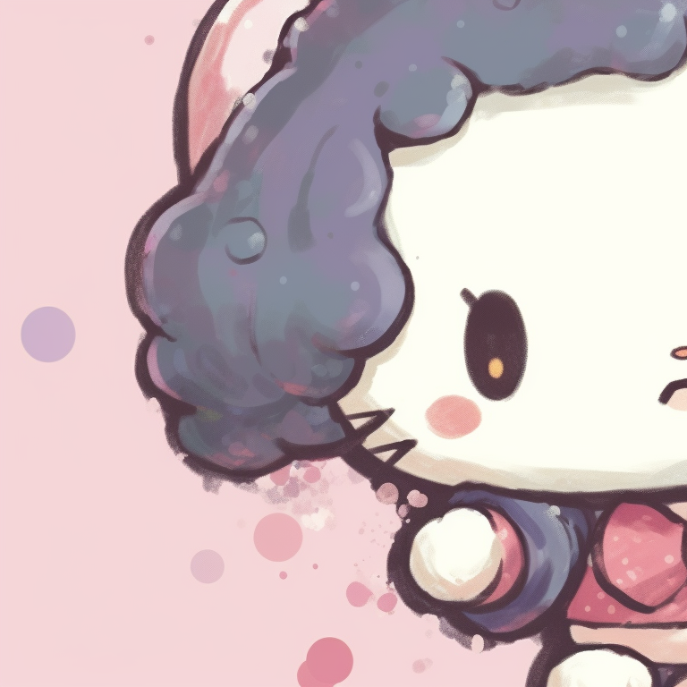 Two Sanrio characters, retro accessories and bright colors, exchanging glances. vintage matching sanrio pfp pfp for discord.