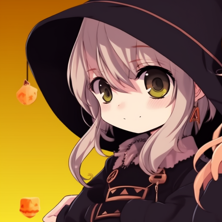 Mitsuri and Obanai, in Halloween costumes with orange and black hues. selection of mitsuri and obanai halloween match pfps pfp for discord.