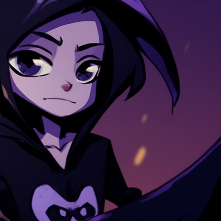 Characters in matching Halloween-themed pyjamas, illuminated by a soft glow. beastboy and raven matching pfp in halloween theme sleepover pfp for discord.