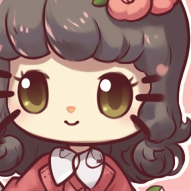 Two characters ready for bed, soft and calming colors. hello kitty pfp matching creative pfp for discord.