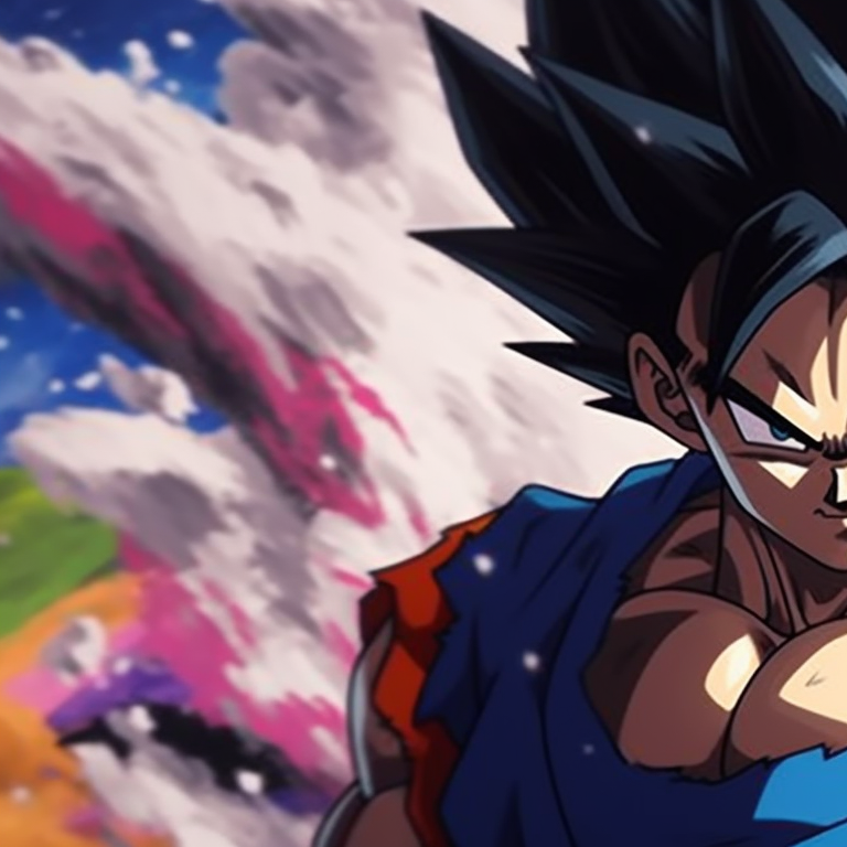 Goku and Vegeta performing the fusion dance, colorful energy fields around them, detailed linework and bold colors. popular goku and vegeta matching pfp pfp for discord.