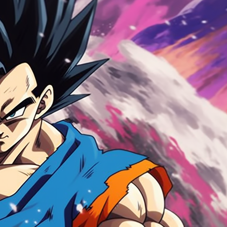 Goku and Vegeta performing the fusion dance, colorful energy fields around them, detailed linework and bold colors. popular goku and vegeta matching pfp pfp for discord.