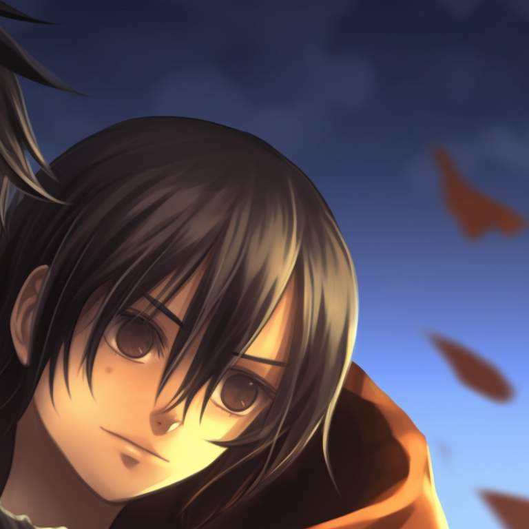 Shadow-background highlighting Eren as a monstrous figure and Mikasa shielding herself, dim lighting and chilling expressions. unearth eren and mikasa matching pfp halloween theme ideas pfp for discord.