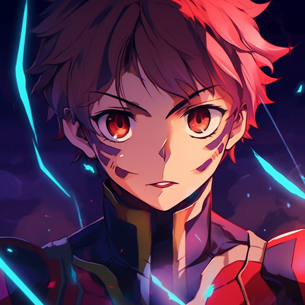 Angled view of Evangelion's portrait, dynamic composition and colorful palette. vibrant high quality anime pfp choices