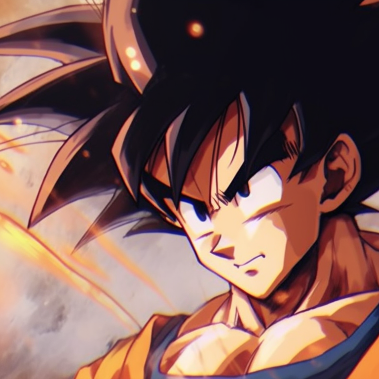 Close-ups of Goku and Chichi showcasing their inner strength, art style focuses on intense expressions and dramatic shading. goku vs chichi battles pfp for discord.