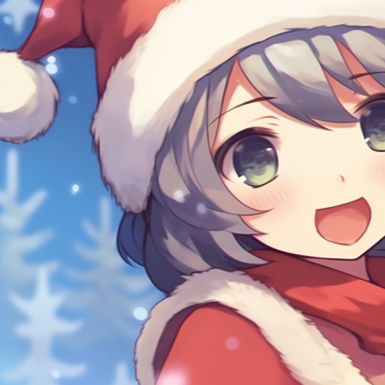 Two characters on a sleigh ride, snowy landscapes, and vibrant expressions. christmas themed matching discord pfp pfp for discord.