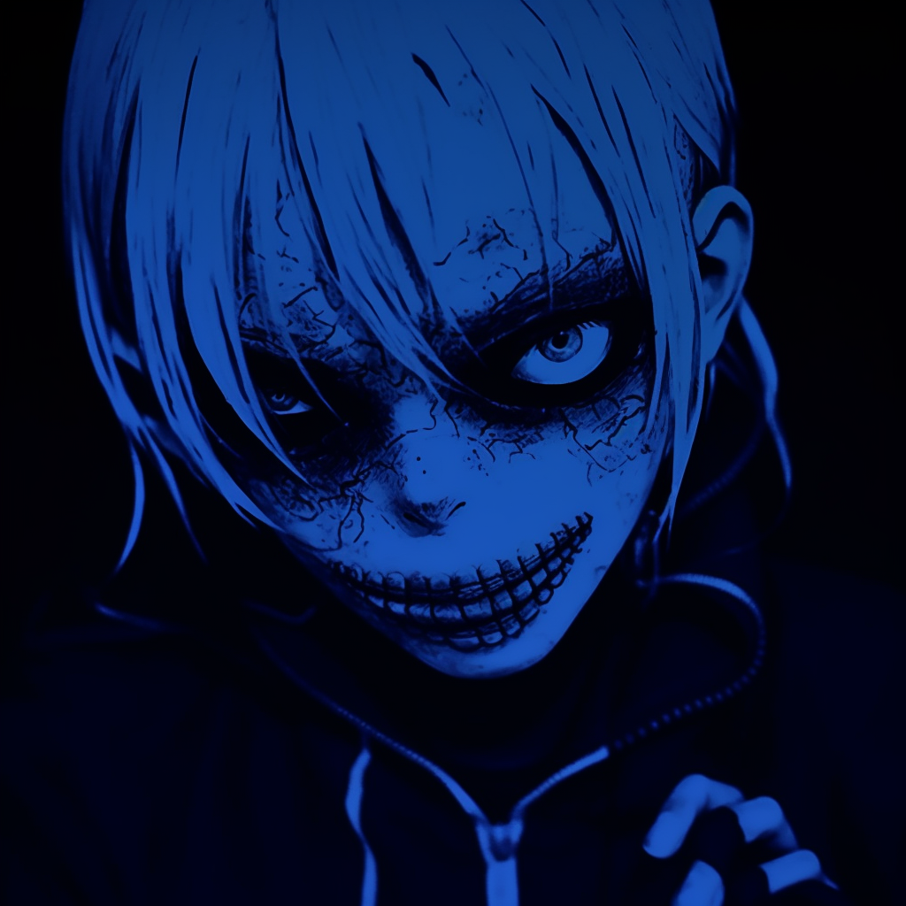 Kaneki depicted under the cold light, the blue aesthetic enhancing the emotion in the image. aesthetic blue anime pfp