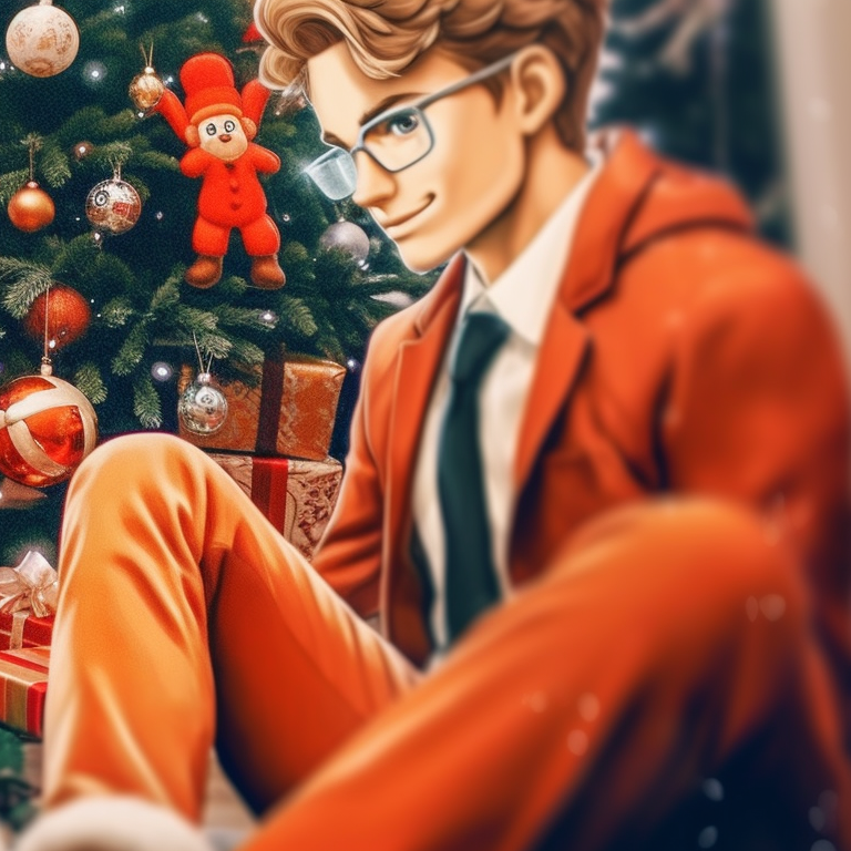 Two characters wearing matching holiday-themed sweaters, deep color saturation and details. essential matching preppy christmas pfp for the season pfp for discord.