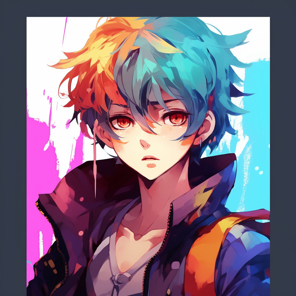 Anime boy character with strong outlines and bright colors. aesthetic pfp in anime style