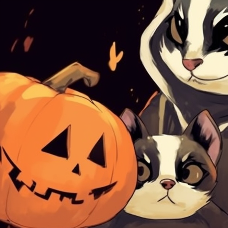 Two rabbit characters with ghost costumes, pastel colors, and an eerie glow. halloween themed matching animal profile images pfp for discord.