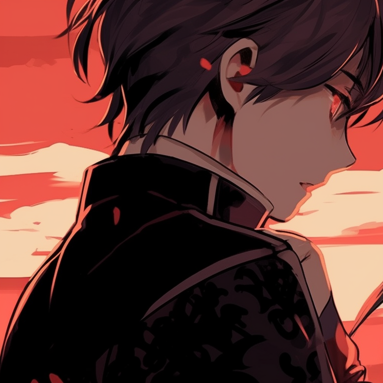 Two characters, deep gaze, amidst falling Cherry Blossom petals. anime matching pfp for couples pfp for discord.