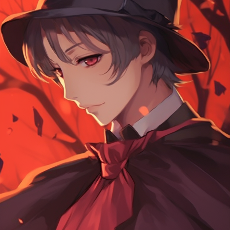 Two characters wearing pumpkin-themed outfits, close-up, vibrant color contrast. anime halloween pfp matching concepts pfp for discord.