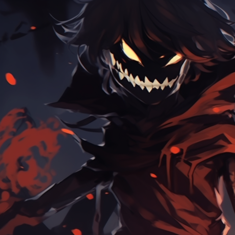 Two characters morphed into fearsome monsters wreaking havoc, detailed with bold strokes and dynamic poses. creative matching halloween pfp pfp for discord.