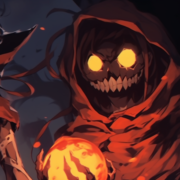 Two characters morphed into fearsome monsters wreaking havoc, detailed with bold strokes and dynamic poses. creative matching halloween pfp pfp for discord.