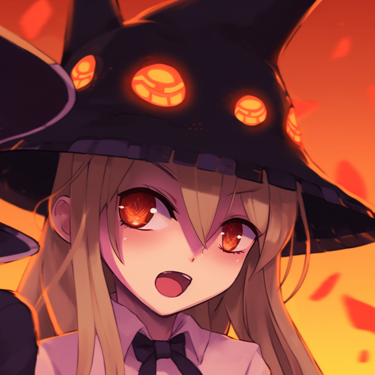 Denji and Power with quirky Halloween accessories, focusing on fun themes and heightened expressions. matching pfp halloween theme with denji and power pfp for discord.