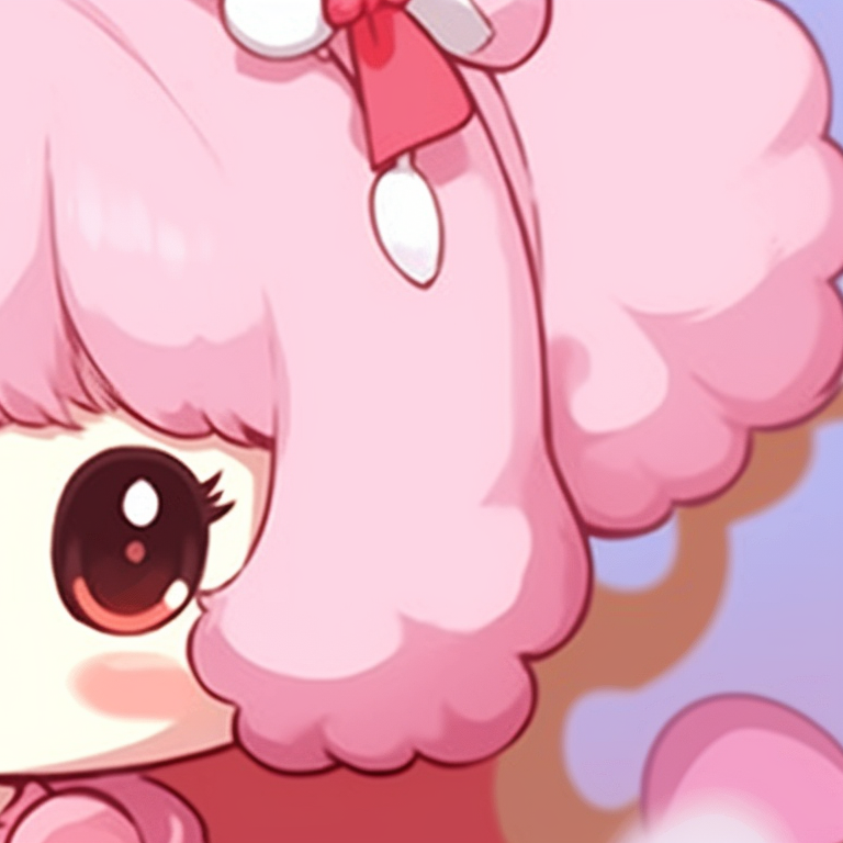 Two Sanrio characters, dressed in matching outfits, soft pastel shades dominating the scene. cartoon based matching sanrio pfp pfp for discord.