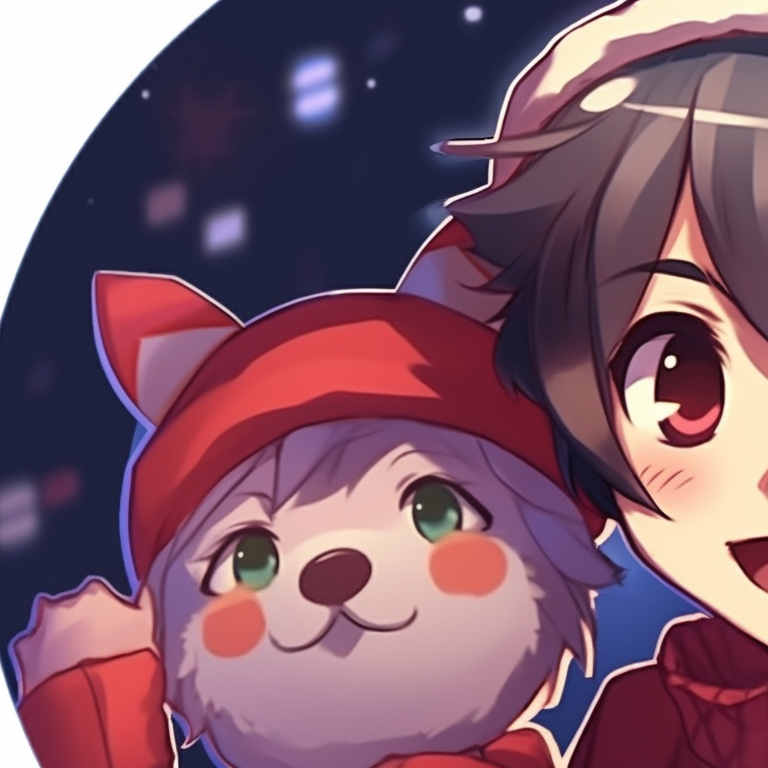 Two catboy characters with Santa hats, vibrant colors and playful expressions. catboy inspired matching christmas pfp pfp for discord.