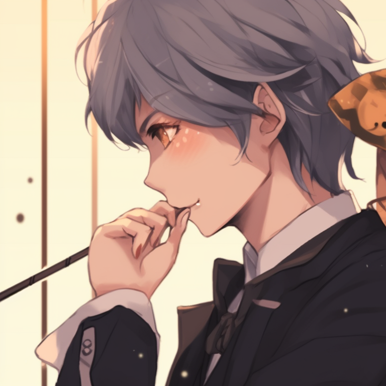 Two characters, golden accents on outfits, holding hands. Soft shading. exquisite golden pfp discord items pfp for discord.