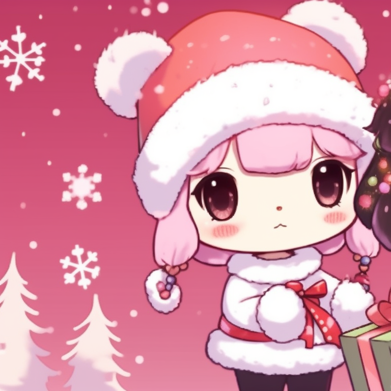 Characters huddled together, holding a holiday lantern, with soft light reflecting on their faces. cute and adorable my melody christmas pfp pfp for discord.