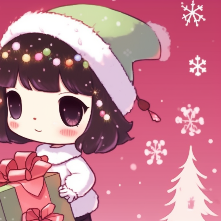 Characters huddled together, holding a holiday lantern, with soft light reflecting on their faces. cute and adorable my melody christmas pfp pfp for discord.