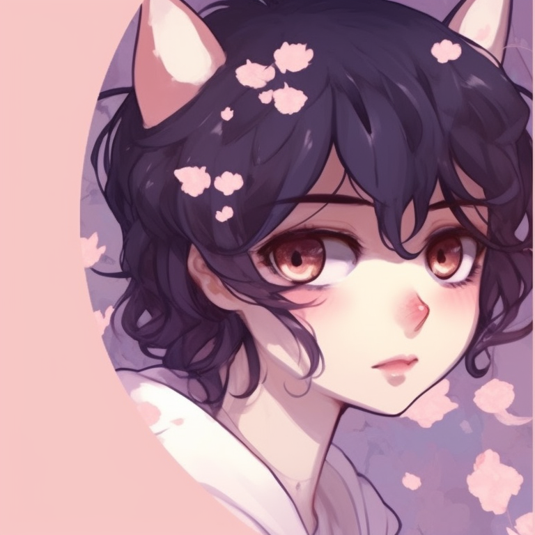 Two characters under blooming sakura trees, pastel pink colors and serene expressions. cute matching pfp for besties pfp for discord.