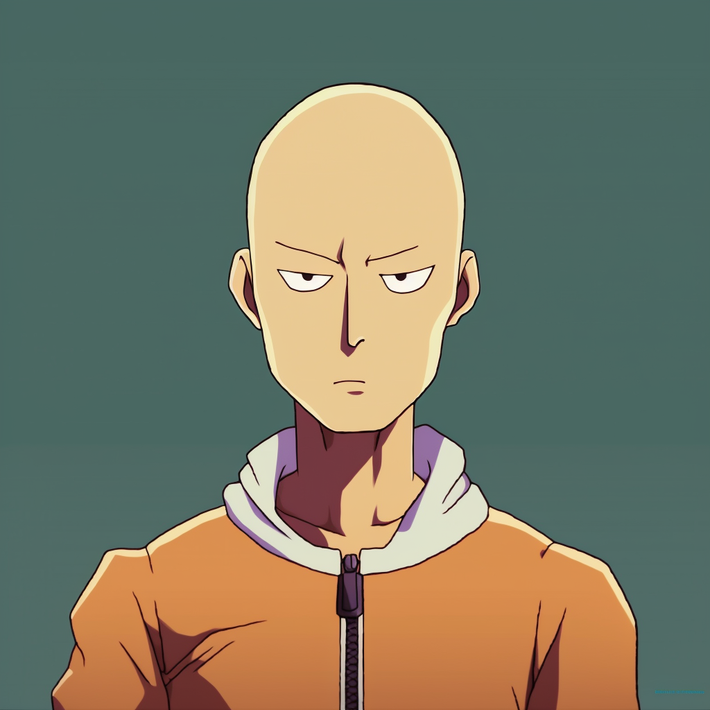 Saitama carrying a shopping bag, casual attire and vibrant colors. funny anime characters pfp pfp for discord.