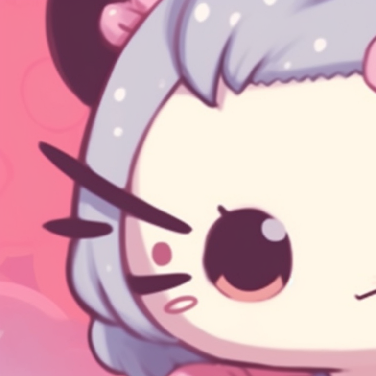 Two Hello Kitty characters in an adventure setting, fine details and vivid backdrop. cute matching hello kitty pfp pfp for discord.