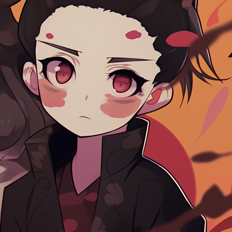 Zenitsu and Nezuko in Halloween-themed outfits, displaying contrasting cheerful and somber expressions. matching profile pictures zenitsu and nezuko pfp for discord.