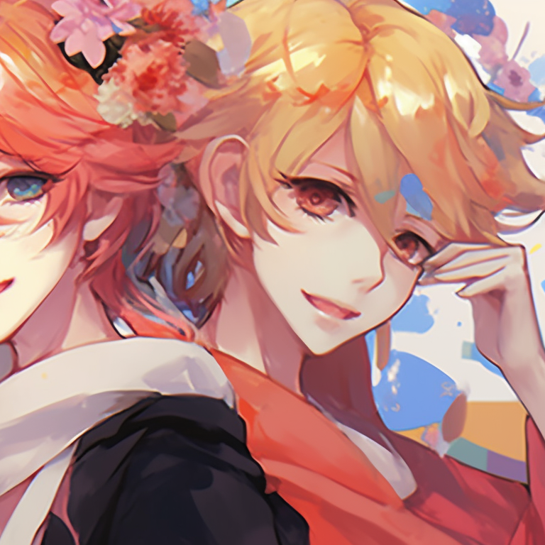 Three female characters, in sync poses, warm tones and intricate costume designs. trio pfp matching for girls pfp for discord.