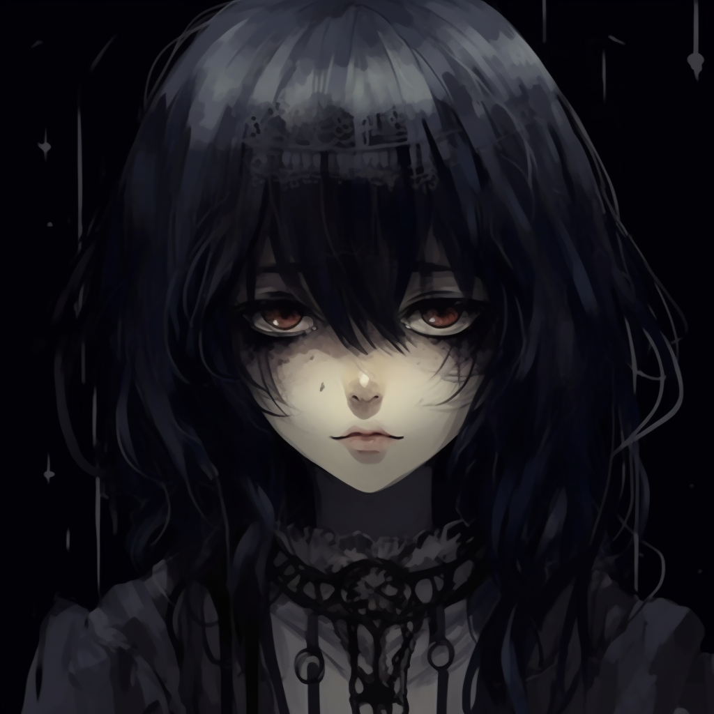 Anime character holding a rose adorned with thorns, implying danger in beauty. unforgettable gothic anime characters pfp