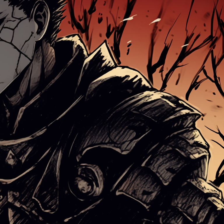 Close-up of two gruesome characters displaying detailed macabre art. berserk halloween theme pfps collection pfp for discord.