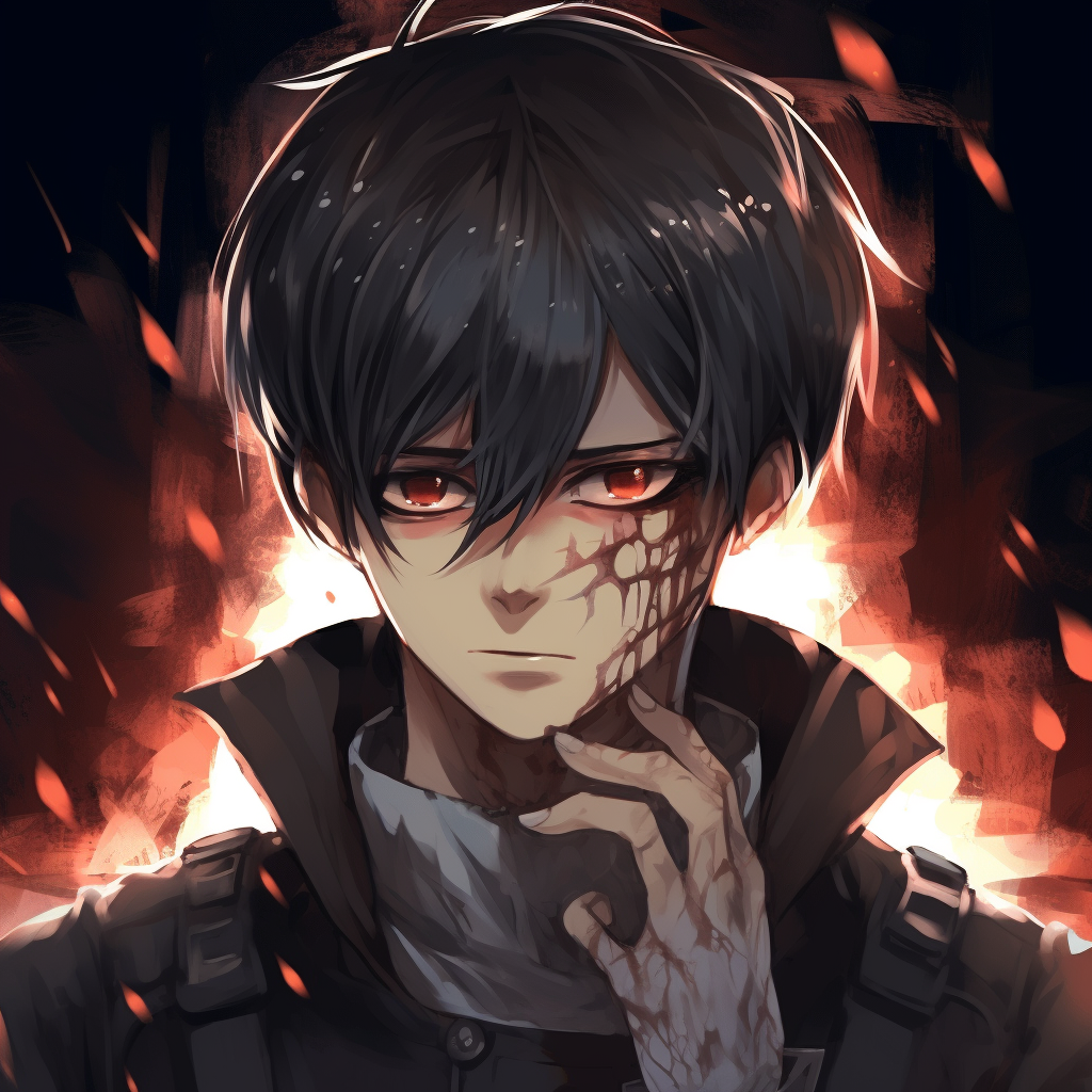 Levi giving a terrifying and determined stare, emphasizing strong lines and vivid eyes. aesthetic anime pfp for boysHD, free download