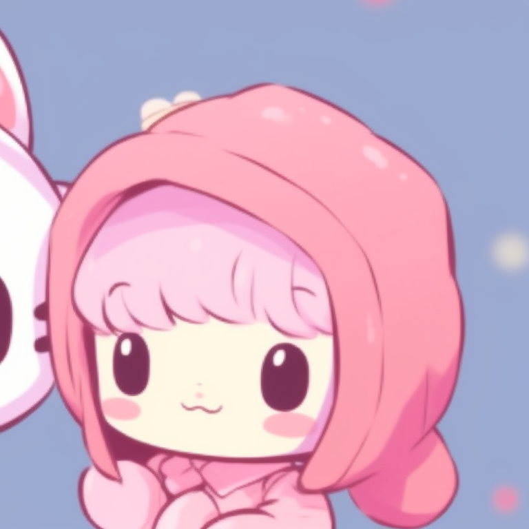 Two Sanrio characters, soft pastels and round lines, sitting close. sanrio creative matching pfp pfp for discord.