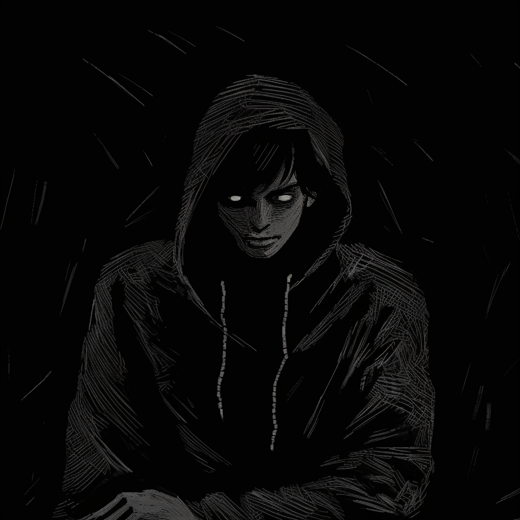 An unknown character shrouded in dark shadows, with a cryptic dark aesthetic and contrasted linework. cryptic dark aesthetic pfp pfp for discord.