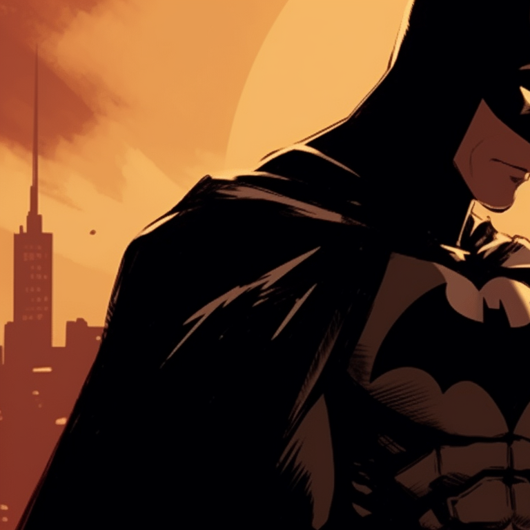 Batman and Catwoman perched on a rooftop, highlighted by moonlight with Gotham City in the background. matching pfp ideas for batman and catwoman fans pfp for discord.