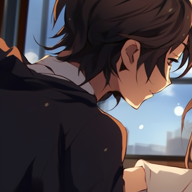 Two characters, night setting and serious expressions, sharing a quiet moment. horimiya season insight pfp for discord.