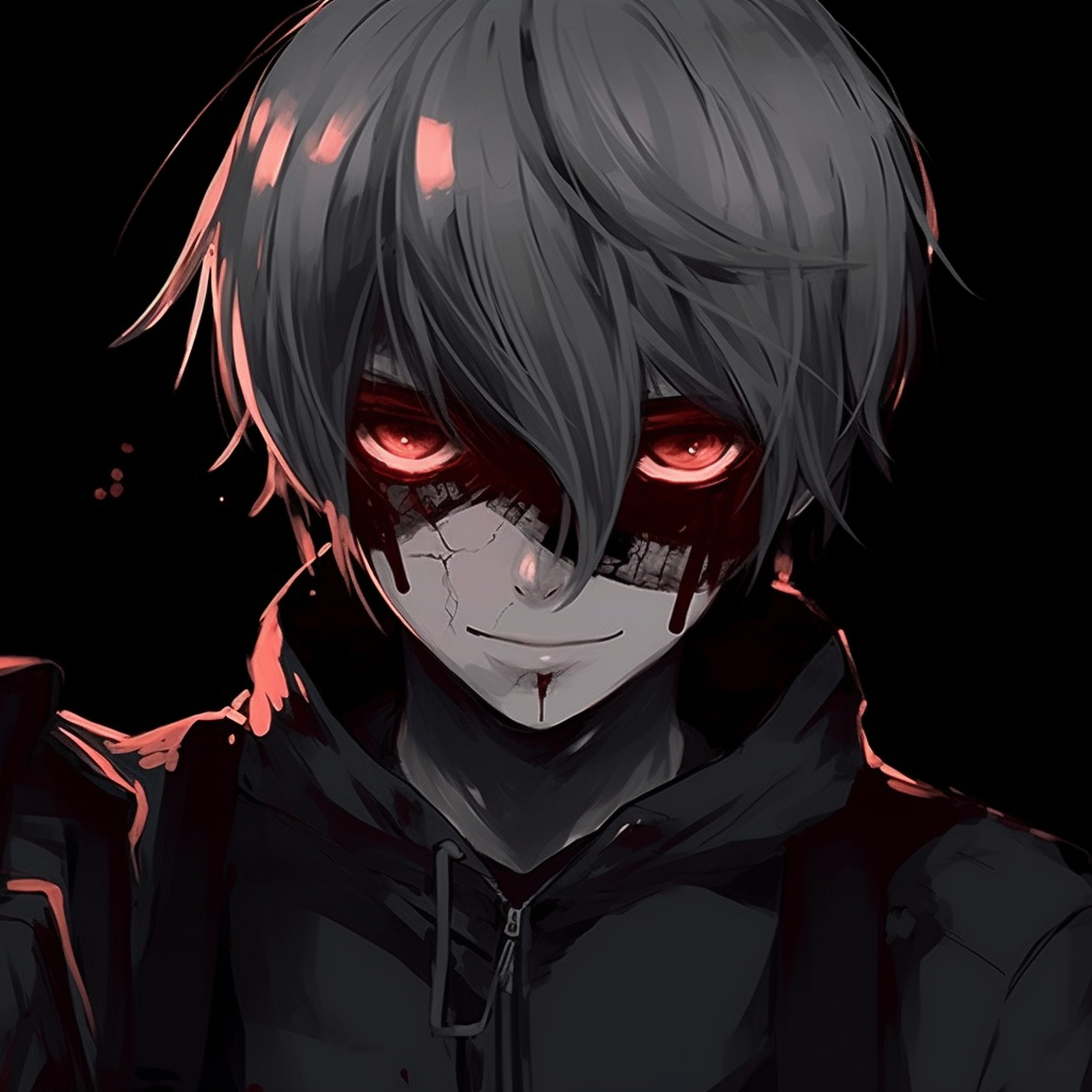 Shadow figure of Kaneki, strong use of negative space and dark shades. edgy anime pfp ideas