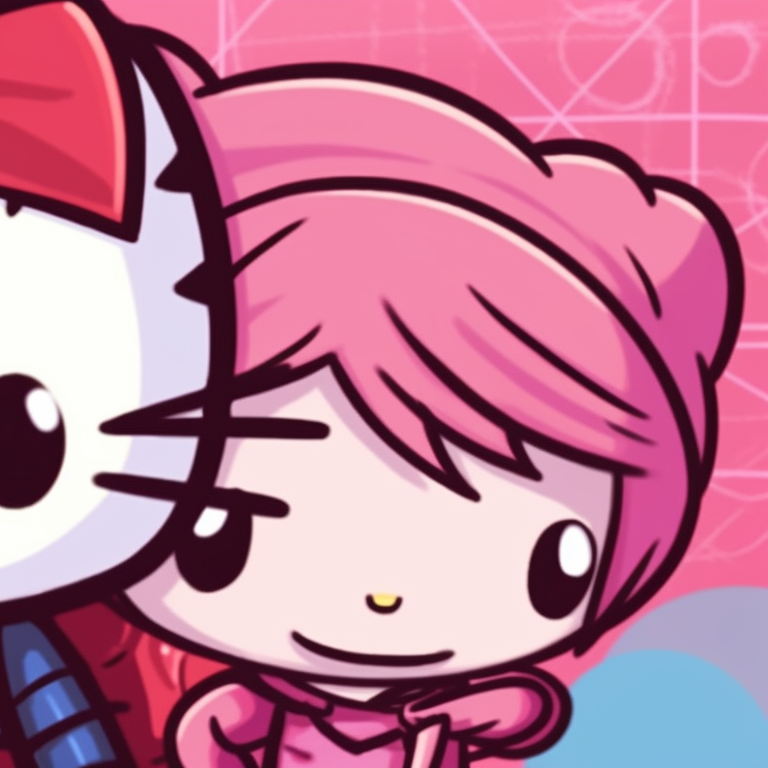 Hello Kitty and Spiderman, eye-catching chalk art, sharing an umbrella. hello kitty and spiderman match pfp pfp for discord.