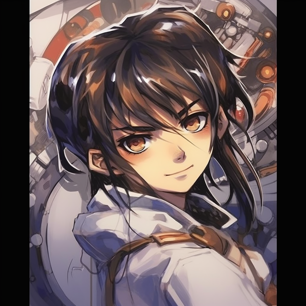 Profile of Gundam Wing's main character, Heero Yuy, bold and detailed. premium y2k anime pfp