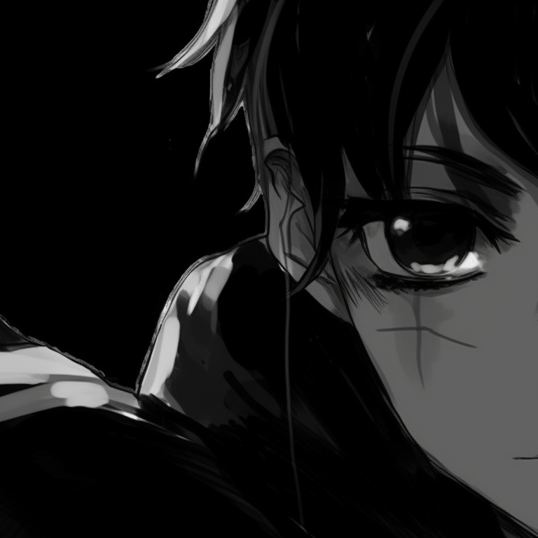 Two characters in a dynamic pose, solid black outlines, caught in a moment of action. black and white matching pfp ideas pfp for discord.