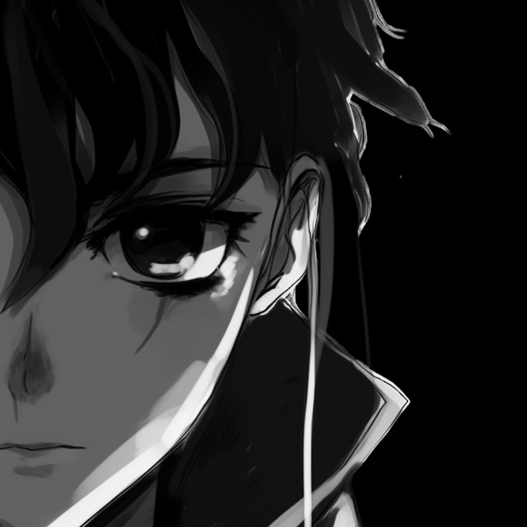 Two characters in a dynamic pose, solid black outlines, caught in a moment of action. black and white matching pfp ideas pfp for discord.