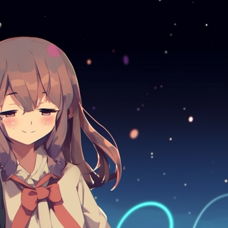 Two characters, space-themed clothes, standing amongst stars. matching pfp for besties with quotes pfp for discord.