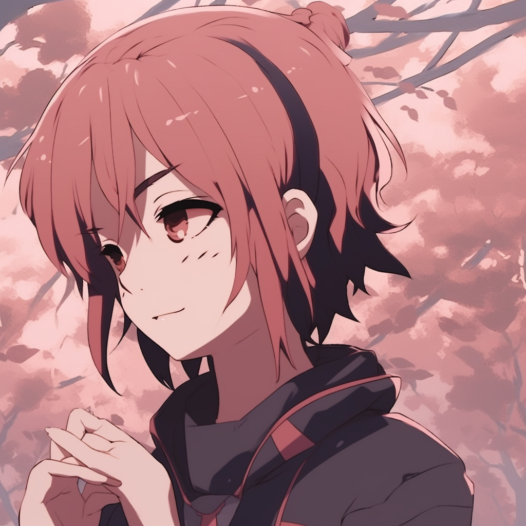 Sakura Haruno encapsulated in cherry blossom aesthetic, vibrant pastel color palette and serene expression. anime pfp aesthetic graphic illustrations