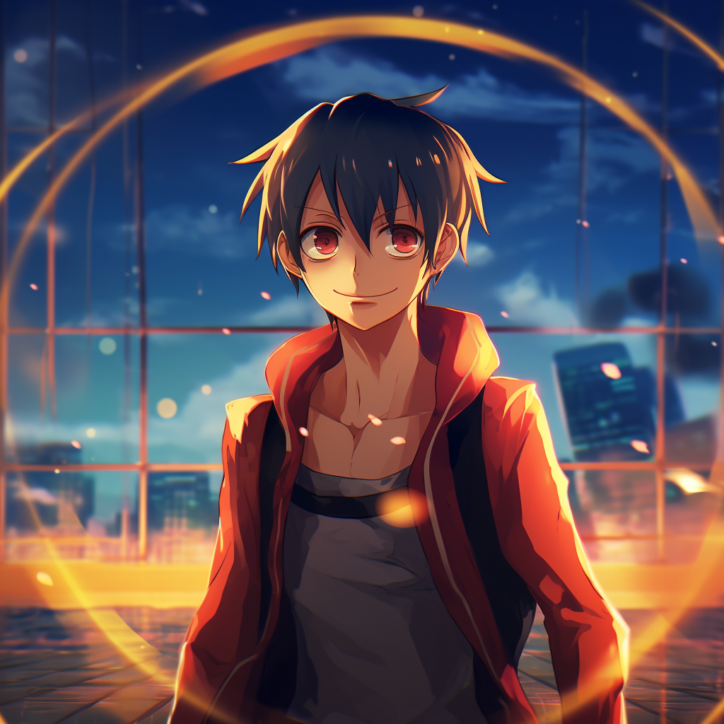 Luffy from One Piece, with a big smile, sharp details and bright colors. 4k anime scene profile photos