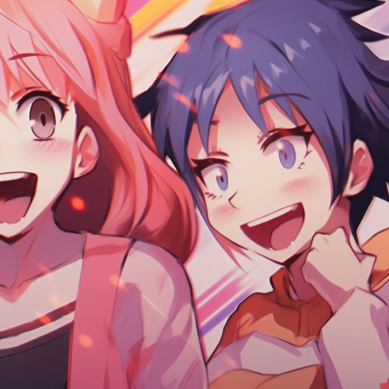 Four characters, vibrant colors and exaggerated expressions, involved in a comical scene. funny matching pfp for 4 friends pfp for discord.