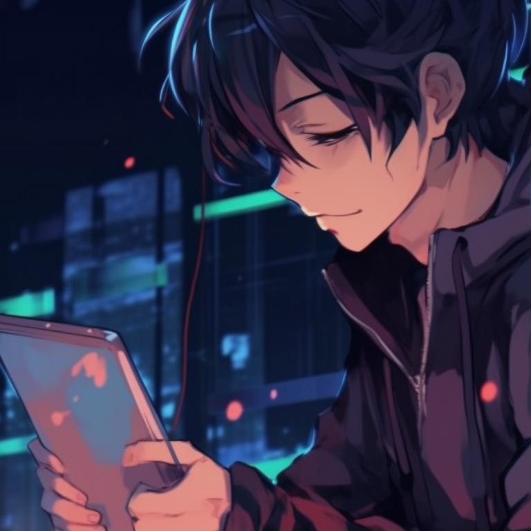 Two characters, mechanical appendages intertwined, sharp lines, and metallic hues. anime matching pfp couple art pfp for discord.