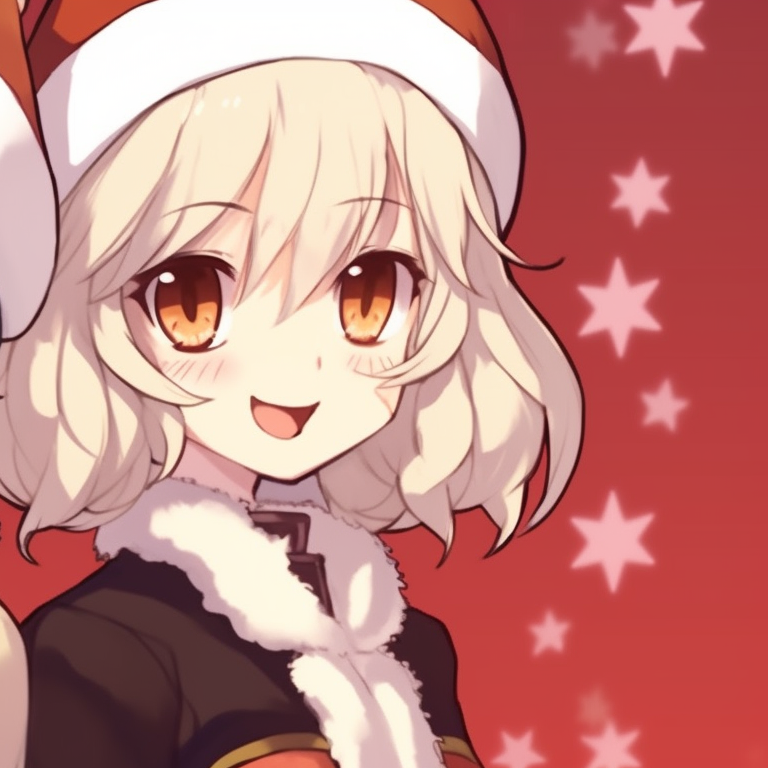 Two characters in vintage Christmas card style, muted tone and wearing Santa hats. classy matching christmas aesthetic pfp pfp for discord.