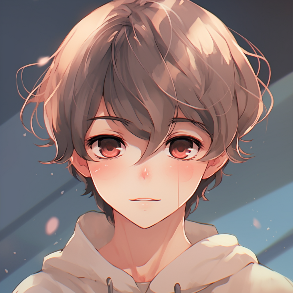 An anime boy with a shy smile, soft pastel color scheme and delicate linework. cute anime boy pfp anime pfp
