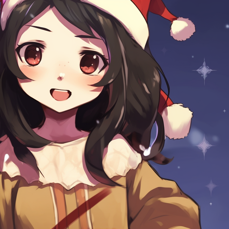 Two characters, festive colors and snowy backdrop, arms linked. matching christmas demon slayer pfp characters pfp for discord.