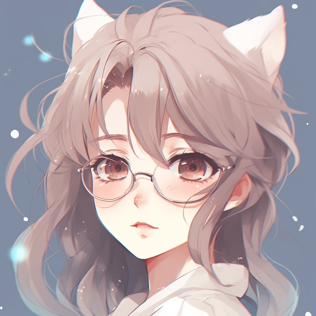 Anime girl with glasses, soft colors and elegant linework. adorable anime girl pfp anime pfp